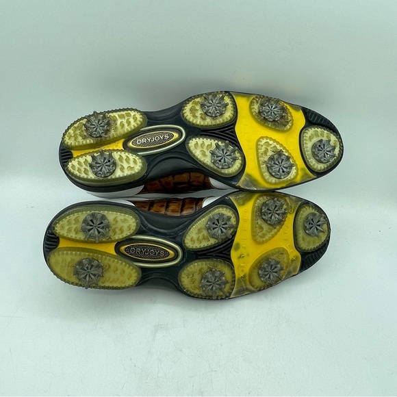 Footjoy DRYJOYS Men's 9 Croc Golf Cleats SoftSpikes 53570 White Leather OptiFlex - Picture 9 of 13